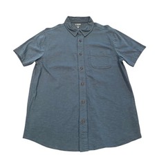 J.Crew Factory Short-Sleeve Knit Button-Down Shirt Men’s Medium Opal Blue BG870