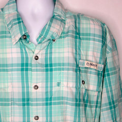Magellan Outdoor Fish Gear 3XL Shirt Green Plaid Relaxed Fit Vented Aransas Pass
