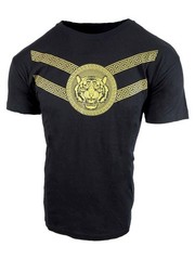 Mens T- Shirt Blue Black or Olive New Gold Luxury Stripe Prints Slim Fit