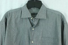 GITMAN BROS Men’s 15.5 34 Solid Gray Dress Shirt Button Front One Pocket