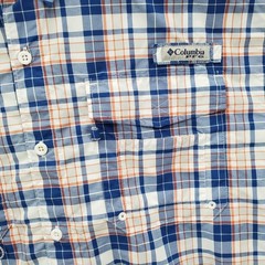 Columbia PFG Shirt Mens Medium Blue Short Sleeve Button Up Omni Shade Fishing