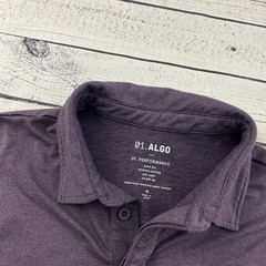 01. Algo Performance Short Sleeve Button Front Polo Shirt Men’s Medium Purple