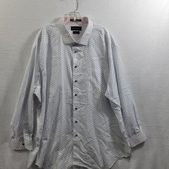 Paul Fredrick Button Down White with Blue/Pink Geometric Print Size 19×35 1724-