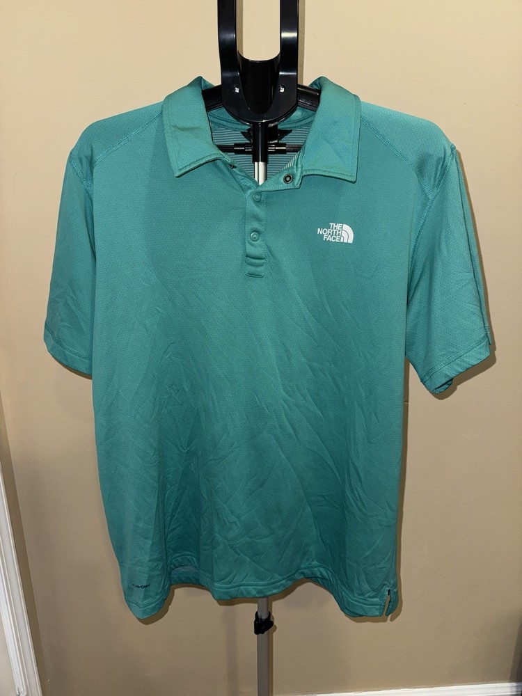 The North Face FlashDry Teal Snap Button Polo Shirt XL Outdoor Performance