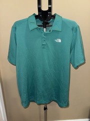 The North Face FlashDry Teal Snap Button Polo Shirt XL Outdoor Performance