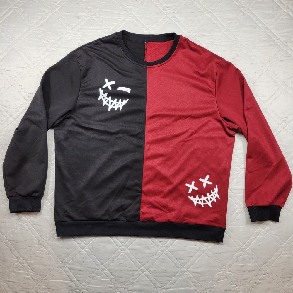 SHEIN black and red split Evil Smiling Faces sweat shirt size 4XL