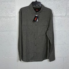 Bass Outdoor Men’s Classic Fit Button up Stretch Flannel Shirt, Gray large $69