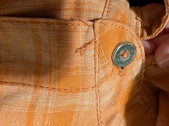 ORVIS Men’s Short Sleeve Button Down Tech Shirt Orange Plaid Size Medium