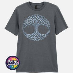 Celtic Tree of Life T-Shirt Binary Code Graphic Norse Mythology Tee Unisex S-2XL