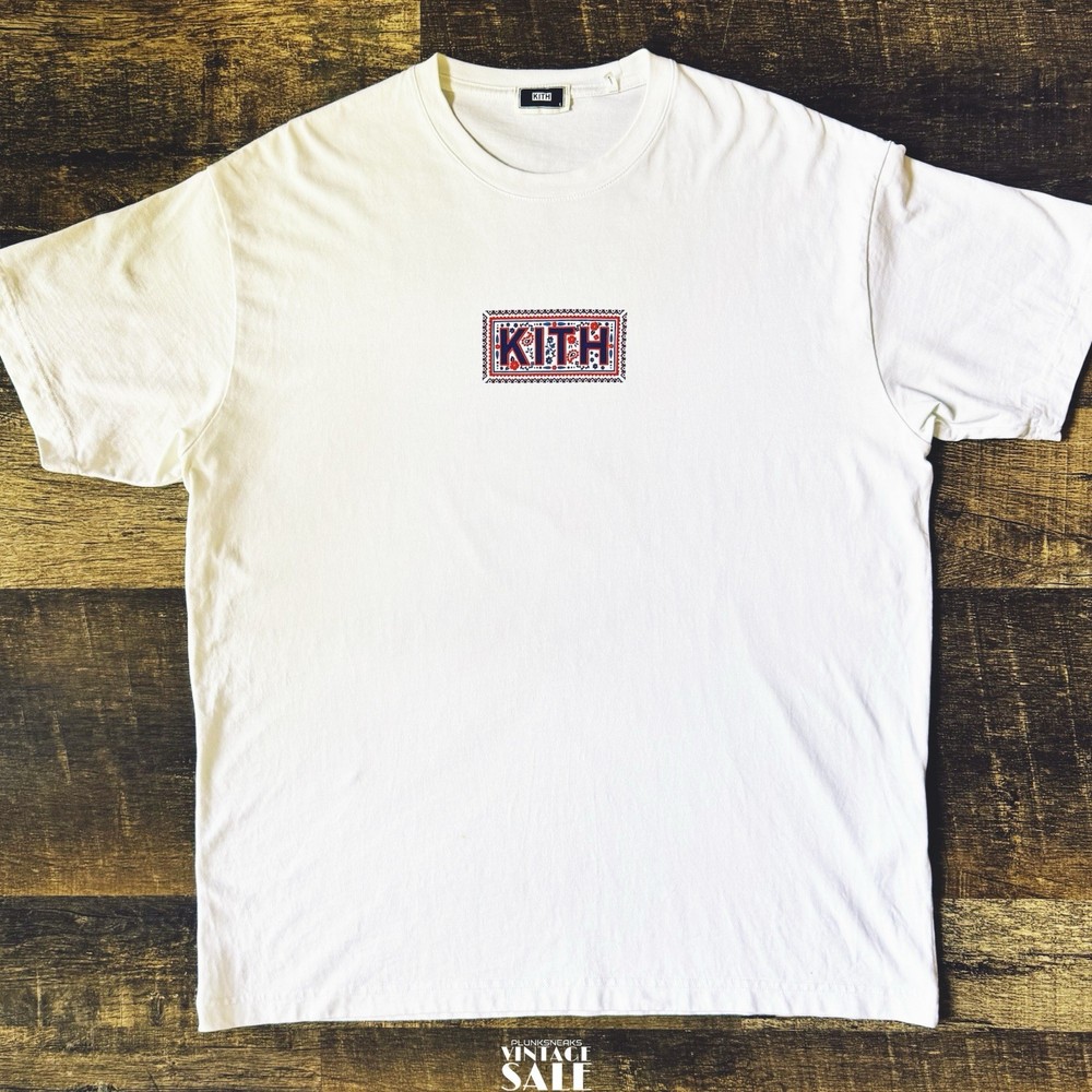 Kith Needlepoint Classic Box Logo Tee • L • White • 2023 • SHIPS TODAY