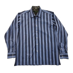 Inserch Icon Men’s Jacquard Cotton Men’s L Blue EUC Button Up Shirt Flip Cuff