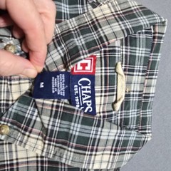 Chaps Button Down Shirt Mens Medium Green Plaid Vintage Wash Long Sleeve NWT
