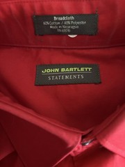 John Bartlett Statements Men’s Solid Red Broadcloth Dress Shirt 17-17 1/2, 34/35