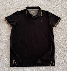 Scott James Polo Shirt Black w Yellow Accent Men’s Size Medium