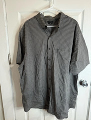 Van Heusen Flex Short Sleeve Button Down Shirt 2XLT Black White Plaid Big Tall