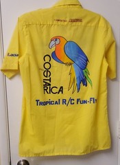 Lacsa Airline Costa Rican Tourism Button Down Yellow Shirt Logos Poly Medium