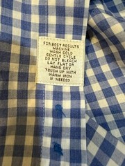 Peter Millar Button Down Shirt Small Blue White Gingham Cotton Dress Shirt