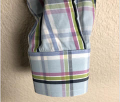 Giovanni Galli Shirt Mens Medium Blue Green Plaid Button Down Long Sleeve Sport