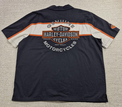 Harley Davidson Button Up Biker Shirt Mens 2XL Short Sleeve Embroidered Genuine