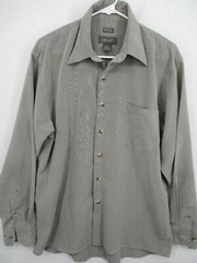 Bruno Men’s Shirt Medium Button Front Black Tan Houndstooth Peached Long Sleeve