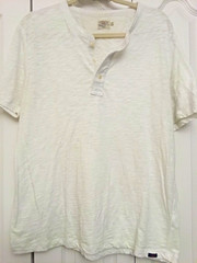 Faherty Men’s L Ivory Solid Henley Neck Short Sleeve Cotton Knit T-Shirt