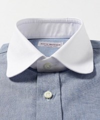 (ASK availability First) BEAMS GUY ROVER Chambray Cleric Round Collar Shirt New