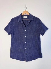 The Normal Brand Blue Men’s short sleeve button up waffle knit shirt Size L