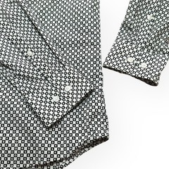 MICHAEL KORS COLLECTION Monogram Button Up Shirt Wrinkle Resistant Slim Black M