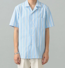 (ASK availability First) BEAMS GUY ROVER Sand stripe open collar shirt NEW