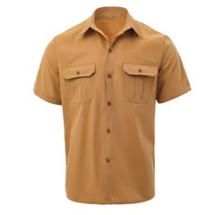 Men’s Shirt Button Down Short Sleeve Two Front Pockets Solid Color Casual Tops