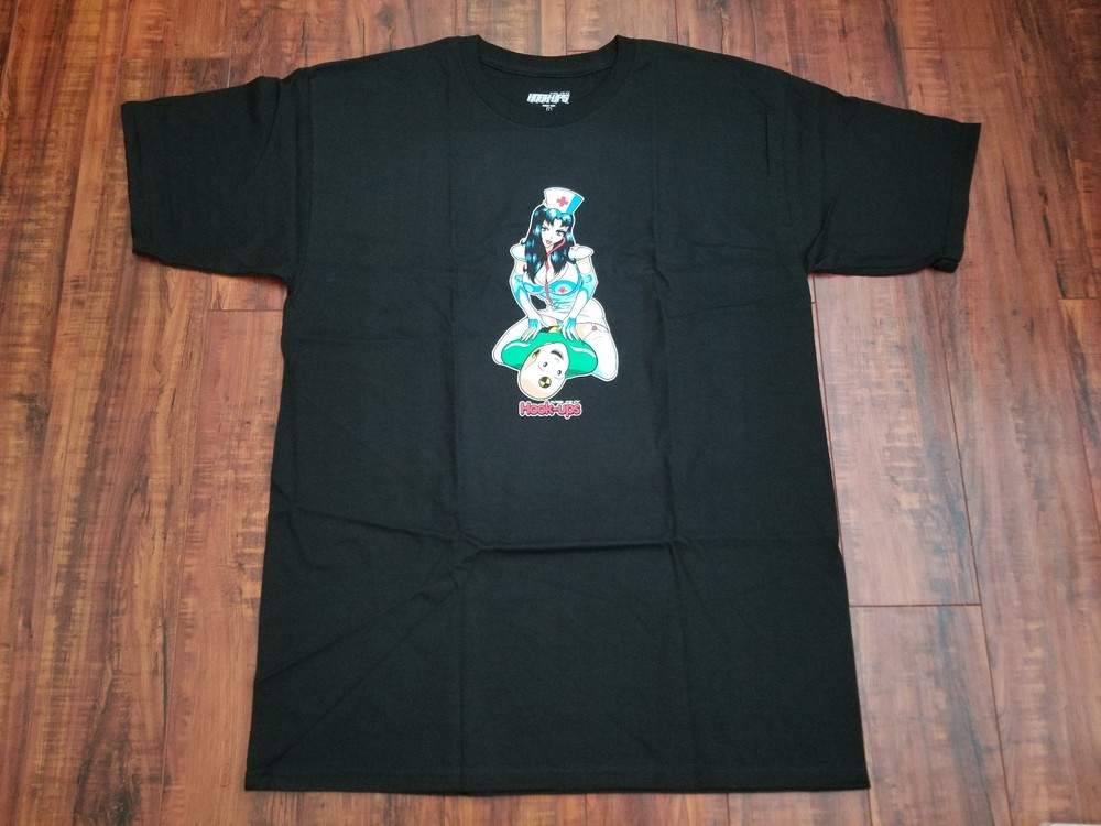 Authentic 2013 Hook-Ups Skateboard – CPR Nurse Black Shirt – Men’s Large – NWOT