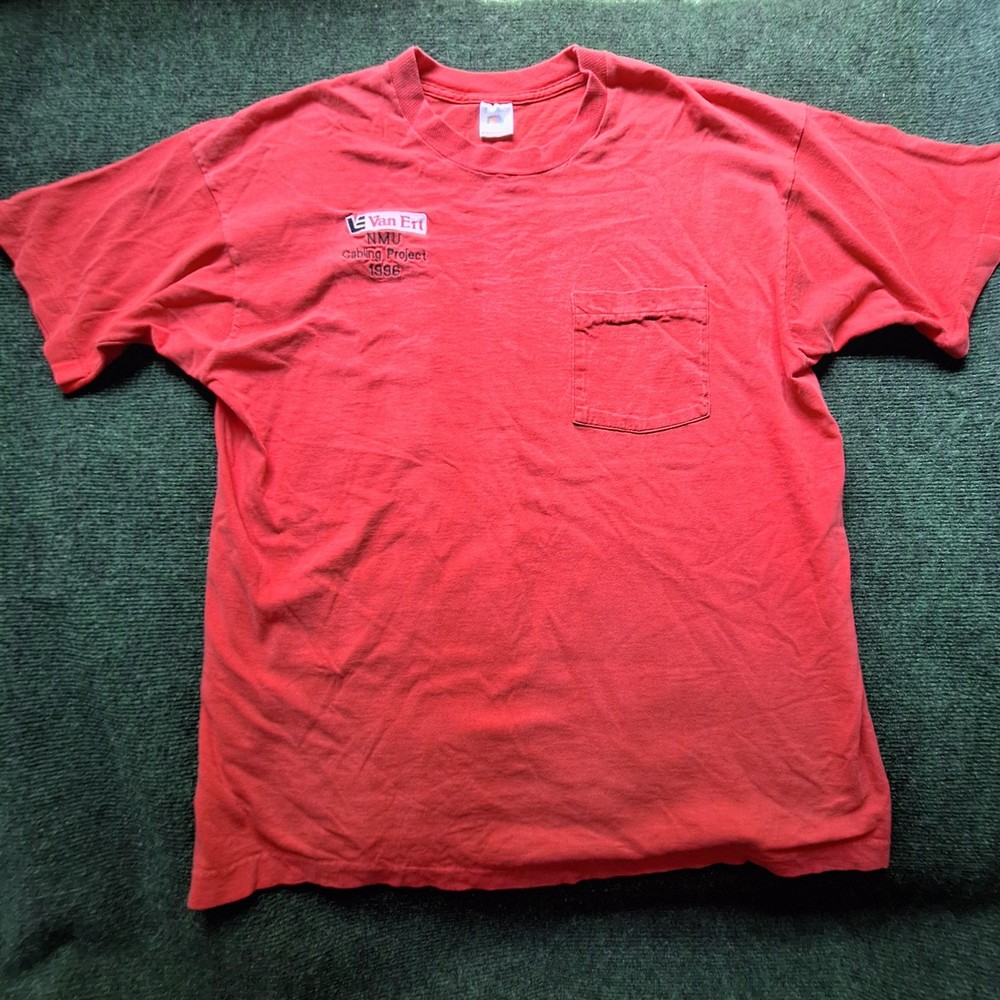 Vintage Van Ert Shirt Mens XL Pocket NMU Cabling Project 1996 Fruit of the Loom