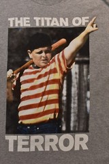 The Sandlot Mens The Titan of Terror Ham Porter Baseball Funny Gray Shirt New M
