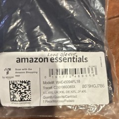 Amazon Essentials Men’s Black Long Sleeve T-Shirt, Regular Fit Size 2XL