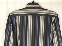 Thomas Dean Shirt Top Medium Button Down Long Sleeve Stripe Blue Brown New $110