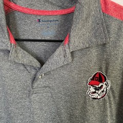 Champion Georgia Bulldogs Mens XL Polo Shirt Heather Grey Red Performance Golf