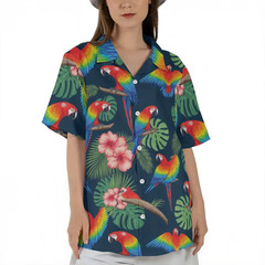 Floral Aloha Parrot Summer Hawaiian Shirt, Gift For Friends