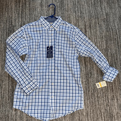Haggar Men Size Small Wrinkle Resistant Button Down Shirt Blue White Long Sleeve