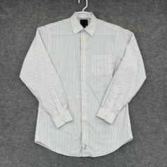 Jos A Bank Dress Shirt Mens 16 34/35 White Stripe Classic Fit Cotton Long Sleeve