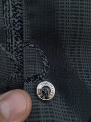 Puchini Men’s 100% Microfiber Button Up Shirt Rope Silver Button Size Large
