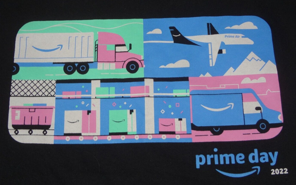 AMAZON PRIME DAY 2022 PLANE TRAIN SHIP – BLACK SMALL T-SHIRT J992