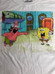 Spongebob Squarepants & Patrick Unisex Adult Nickelodeon T-Shirt White L New