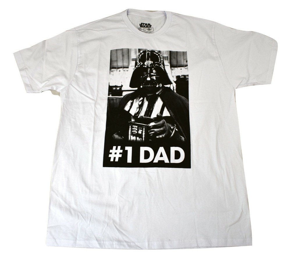 Star Wars Mens Darth Vader #1 Dad Funny White Fathers Day Shirt New XL