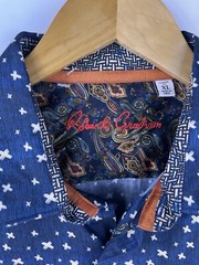 Robert Graham X Marks the Spot Button Down Shirt Size XL Blue Flip Cuffs