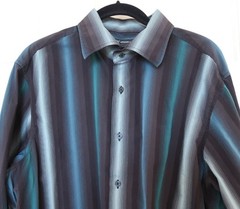 INC International Concepts Mens XL dress shirt, 100% cotton, Teal ombre stripe