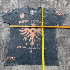Affliction American Customs AC/DC Eagle Graphic V-Neck T-Shirt Black/Grey