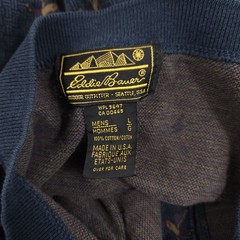 Vtg Eddie Bauer Duck Print Button Pullover Long Sleeve Shirt Size L Made In USA