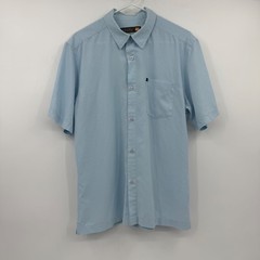 Quiksilver Waterman Shirt Men Medium Blue Button Up Short Sleeve Lightweight