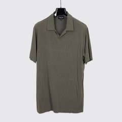 Giorgio Armani Polo Shirt Size L (EU54) Men Olive Green Stretch Viscose Jersey