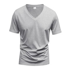 Summer solid color V-neck undershirt men’s short sleeve crew neck fashion top